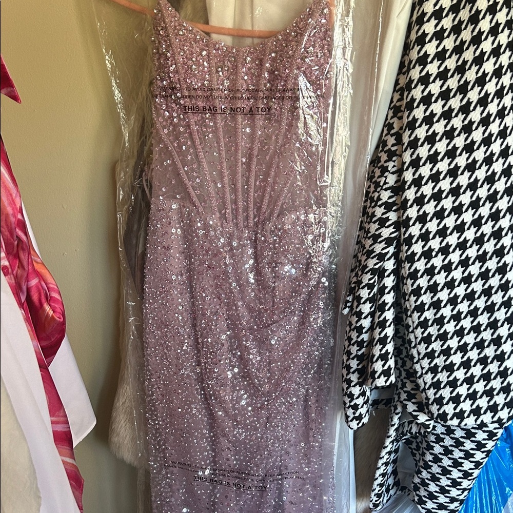 Elegant Sequin Pink Prom Dress